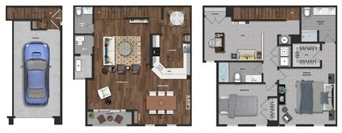 Floor plan for 2 beds, 2.5 baths, 1711 sqft